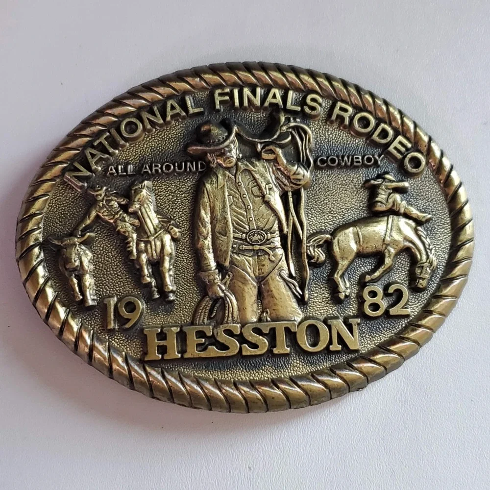 1982 Hesston National Finals Rodeo Belt Buckle Eighth Edition All Around Cowboy